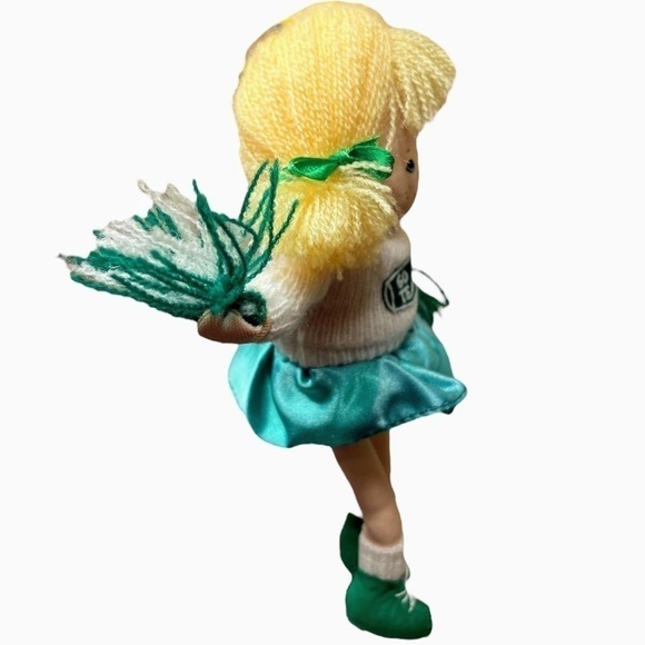 Vintage Russ Berrie Cheerleader Doll Blonde Hair Green White Hanging Plush 7” - Picture 6 of 12